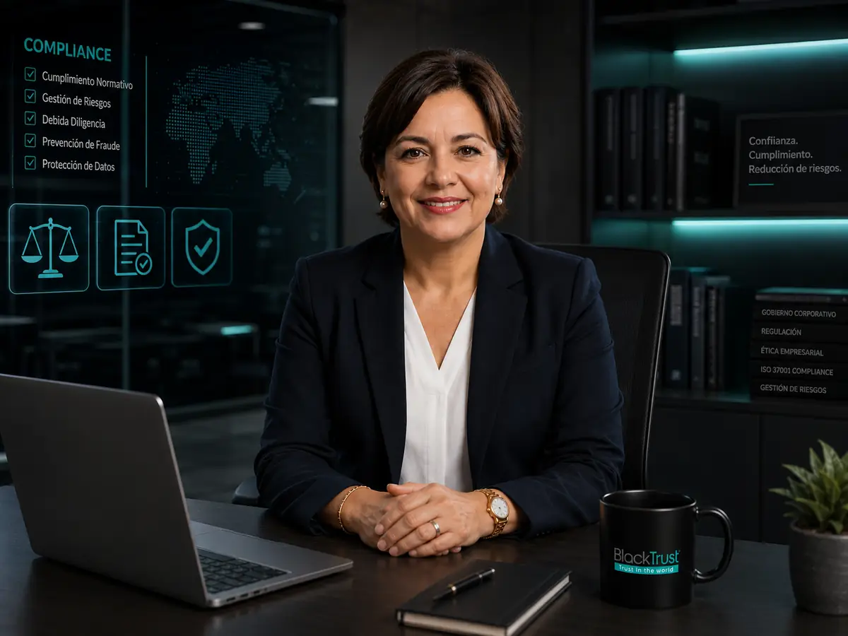 Oficial de Cumplimiento revisando controles regulatorios y normativos en una plataforma digital